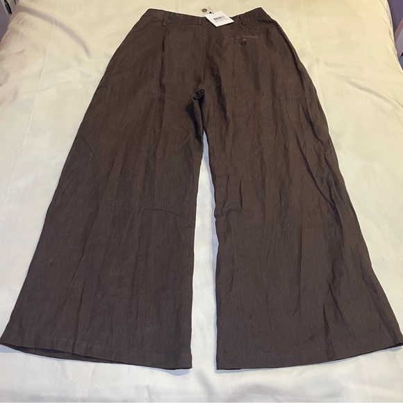 NEW! DISSH- HOLDEN BITTER CHOC LINEN PANT Size US 12 Wide Leg - Picture 6 of 12